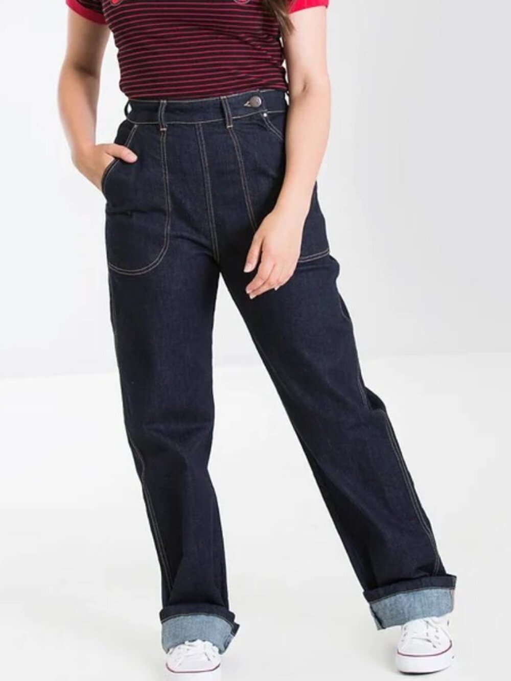 Hell Bunny Weston Denim Trouser Jeans Dark Wash XS